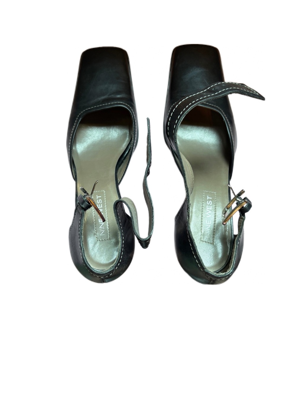 Nine West Black Square-Toe Slingback Pumps with Buckle